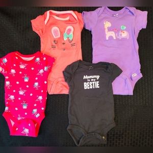 4 baby girl onesies, size 3-6m